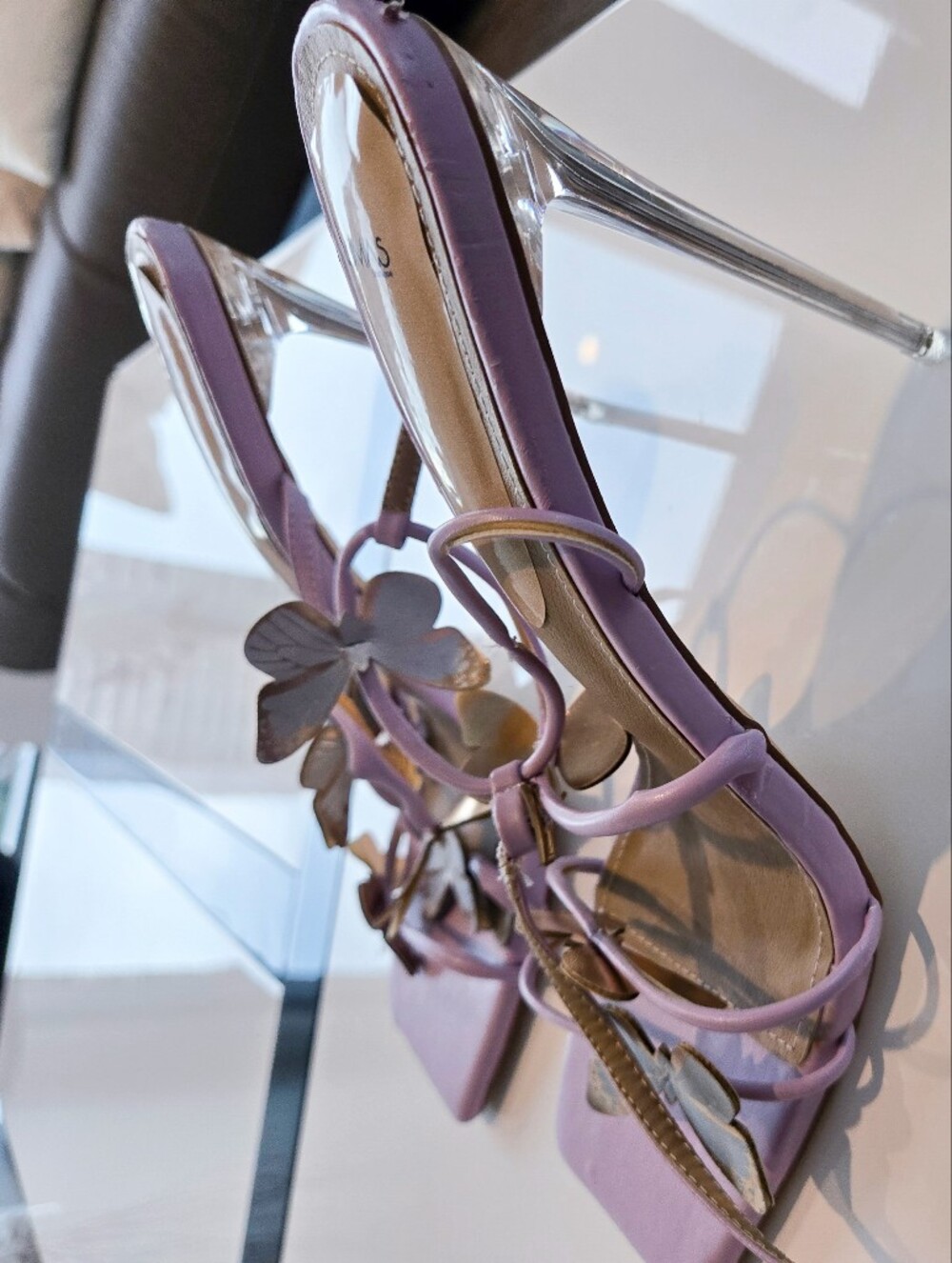 Lilac Floral Strappy High-Heel Sandals - Women